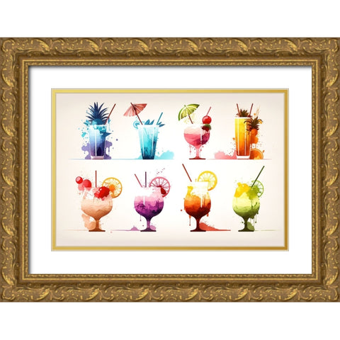 Mid Century Cocktails And Drinks 14 Gold Ornate Wood Framed Art Print with Double Matting by Heere, Ray