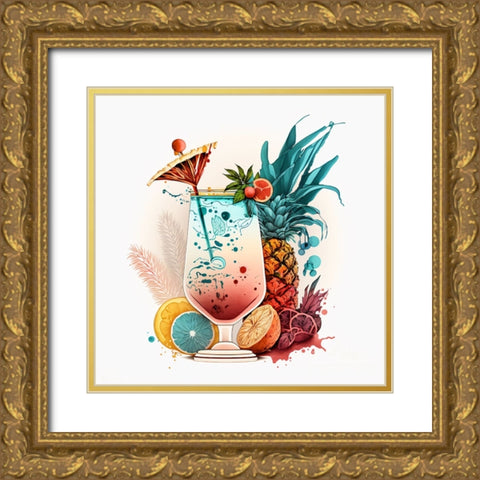 Mid Century Cocktails And Drinks 17 Gold Ornate Wood Framed Art Print with Double Matting by Heere, Ray