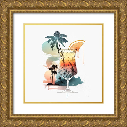 Mid Century Cocktails And Drinks 19 Gold Ornate Wood Framed Art Print with Double Matting by Heere, Ray