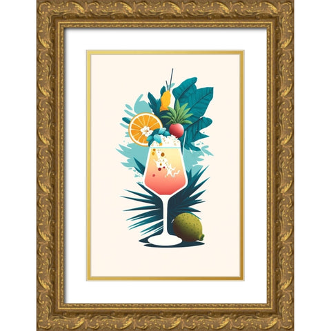 Mid Century Cocktails And Drinks 27 Gold Ornate Wood Framed Art Print with Double Matting by Heere, Ray