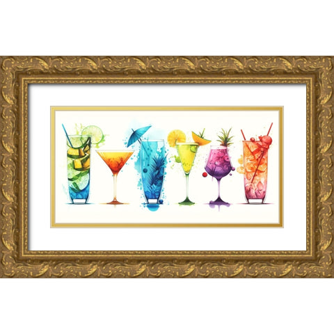Mid Century Cocktails And Drinks 28 Gold Ornate Wood Framed Art Print with Double Matting by Heere, Ray