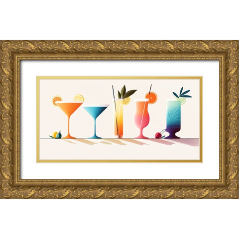 Mid Century Cocktails And Drinks 30 Gold Ornate Wood Framed Art Print with Double Matting by Heere, Ray
