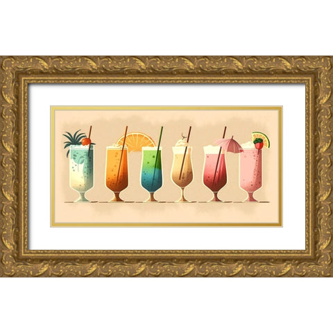 Mid Century Cocktails And Drinks 31 Gold Ornate Wood Framed Art Print with Double Matting by Heere, Ray