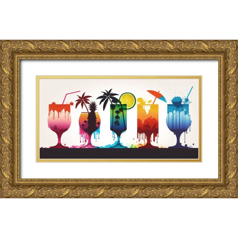 Mid Century Cocktails And Drinks 32 Gold Ornate Wood Framed Art Print with Double Matting by Heere, Ray