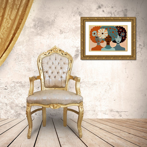 Mid Century Diversity Portraits 3 Gold Ornate Wood Framed Art Print with Double Matting by Heere, Ray