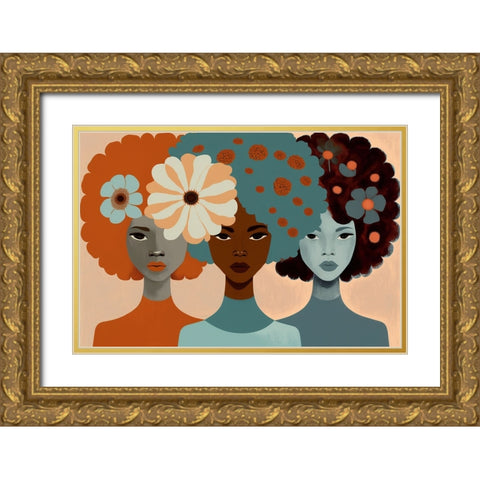 Mid Century Diversity Portraits 3 Gold Ornate Wood Framed Art Print with Double Matting by Heere, Ray