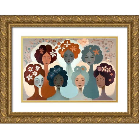 Mid Century Diversity Portraits 6 Gold Ornate Wood Framed Art Print with Double Matting by Heere, Ray