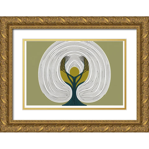 Mid Century Tree Of Life 3 Gold Ornate Wood Framed Art Print with Double Matting by Heere, Ray