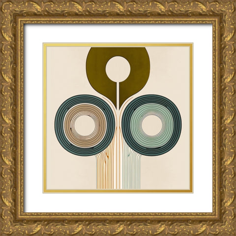 Mid Century Tree Of Life 12 Gold Ornate Wood Framed Art Print with Double Matting by Heere, Ray