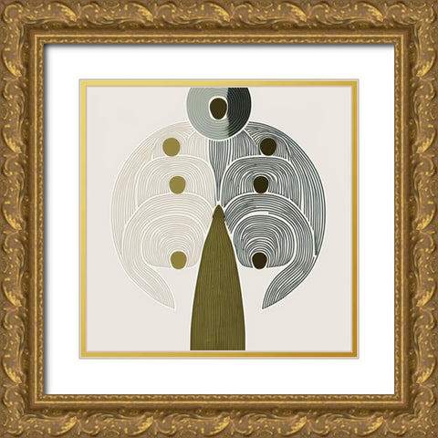 Mid Century Tree Of Life 13 Gold Ornate Wood Framed Art Print with Double Matting by Heere, Ray
