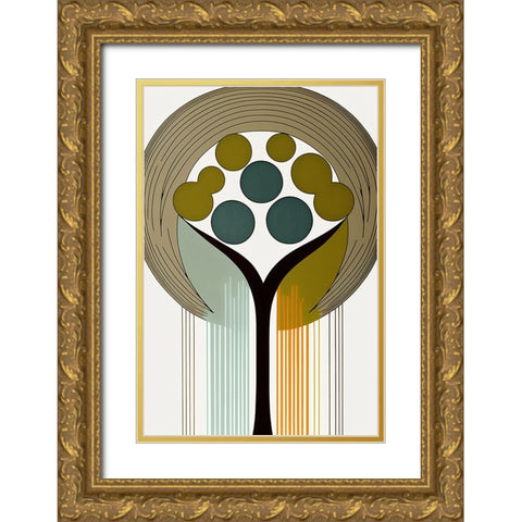 Mid Century Tree Of Life 16 Gold Ornate Wood Framed Art Print with Double Matting by Heere, Ray