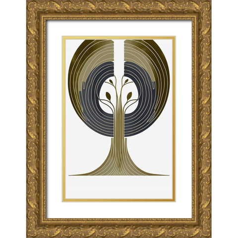 Mid Century Tree Of Life 17 Gold Ornate Wood Framed Art Print with Double Matting by Heere, Ray