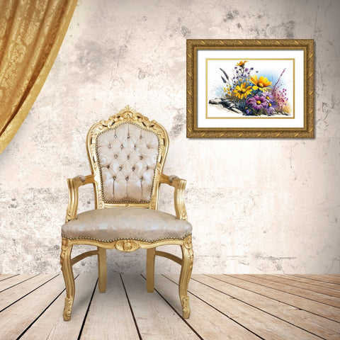 Watercolor Wildflowers 2 Gold Ornate Wood Framed Art Print with Double Matting by Heere, Ray