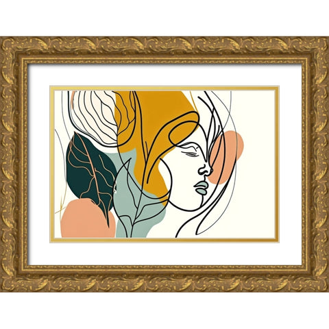 Botanical Minimalism Portraits 1 Gold Ornate Wood Framed Art Print with Double Matting by Heere, Ray