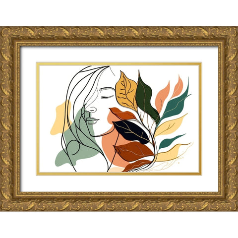 Botanical Minimalism Portraits 5 Gold Ornate Wood Framed Art Print with Double Matting by Heere, Ray