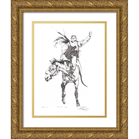 8 Seconds Gold Ornate Wood Framed Art Print with Double Matting by Gould, Renee