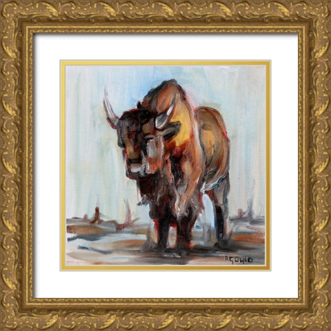 Buffalo Gold Ornate Wood Framed Art Print with Double Matting by Gould, Renee