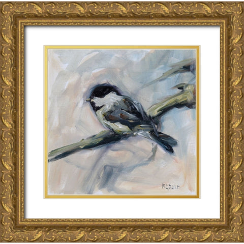 Chickadee 2 Gold Ornate Wood Framed Art Print with Double Matting by Gould, Renee