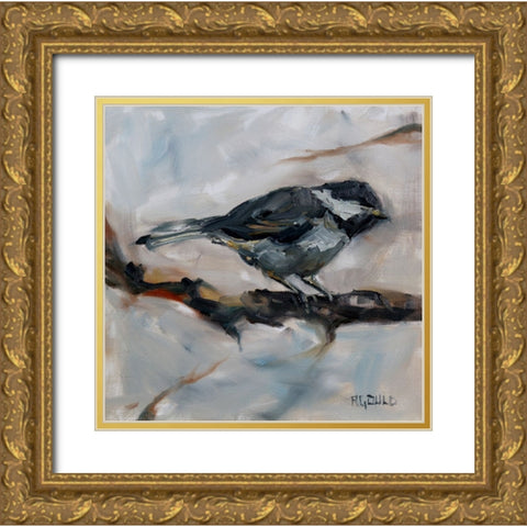 Chickadee 3 Gold Ornate Wood Framed Art Print with Double Matting by Gould, Renee