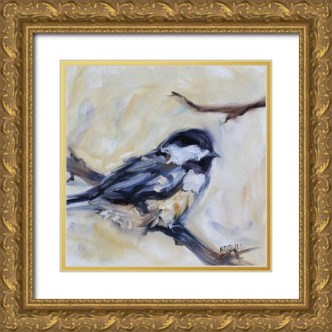 Chickadee 4 Gold Ornate Wood Framed Art Print with Double Matting by Gould, Renee