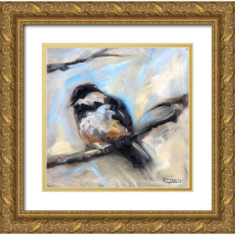 Chickadee 5 Gold Ornate Wood Framed Art Print with Double Matting by Gould, Renee