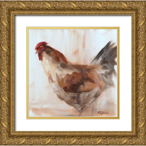 Chicken 9 Gold Ornate Wood Framed Art Print with Double Matting by Gould, Renee