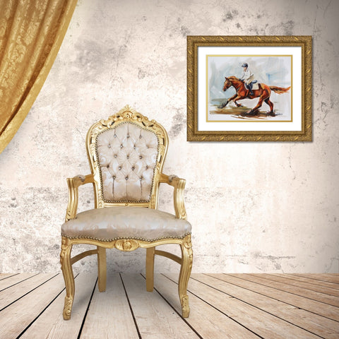 Galloping Gold Ornate Wood Framed Art Print with Double Matting by Gould, Renee