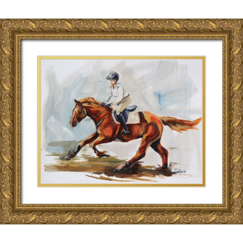 Galloping Gold Ornate Wood Framed Art Print with Double Matting by Gould, Renee