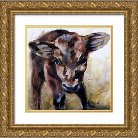 Hello Gold Ornate Wood Framed Art Print with Double Matting by Gould, Renee