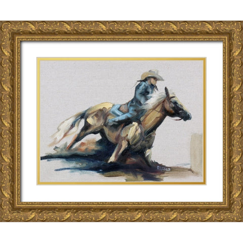 Kicking up Dust Gold Ornate Wood Framed Art Print with Double Matting by Gould, Renee