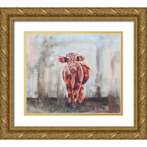 Little Red Gold Ornate Wood Framed Art Print with Double Matting by Gould, Renee