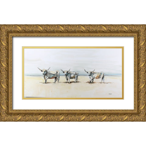 Three Ladies in White Gold Ornate Wood Framed Art Print with Double Matting by Gould, Renee