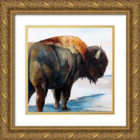 Winters Shadow Gold Ornate Wood Framed Art Print with Double Matting by Gould, Renee