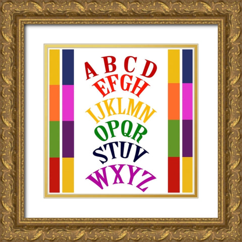 Rainbow Alphabet-1 Gold Ornate Wood Framed Art Print with Double Matting by Homawoo, Richard