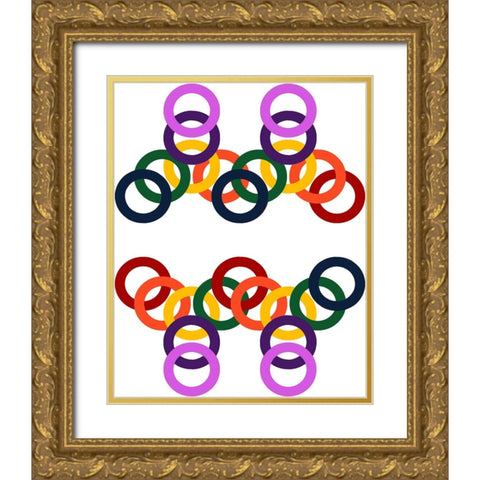 Rainbow Circles-4 Gold Ornate Wood Framed Art Print with Double Matting by Homawoo, Richard