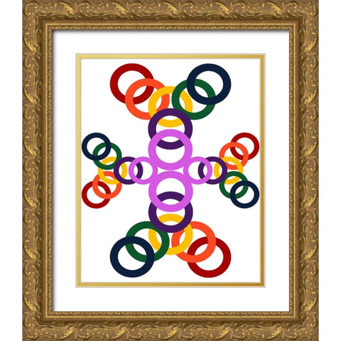 Rainbow Circles-10 Gold Ornate Wood Framed Art Print with Double Matting by Homawoo, Richard