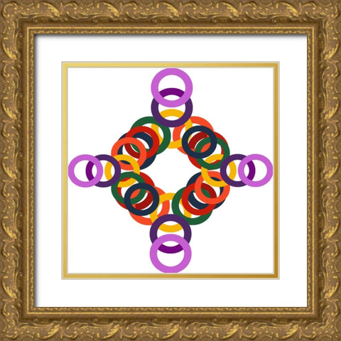 Rainbow Circles-13 Gold Ornate Wood Framed Art Print with Double Matting by Homawoo, Richard