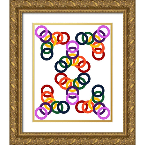 Rainbow Circles-16 Gold Ornate Wood Framed Art Print with Double Matting by Homawoo, Richard