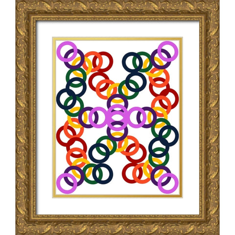 Rainbow Circles-18 Gold Ornate Wood Framed Art Print with Double Matting by Homawoo, Richard