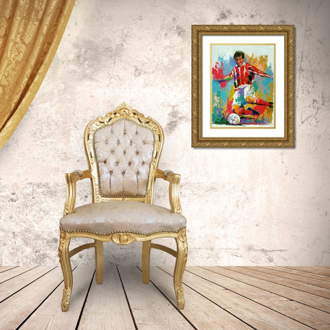 Soccer Gold Ornate Wood Framed Art Print with Double Matting by Wallich, Richard