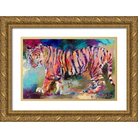 Bengal Tiger Gold Ornate Wood Framed Art Print with Double Matting by Wallich, Richard