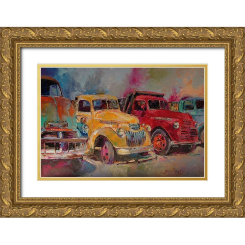 Trucks In Montrose Gold Ornate Wood Framed Art Print with Double Matting by Wallich, Richard