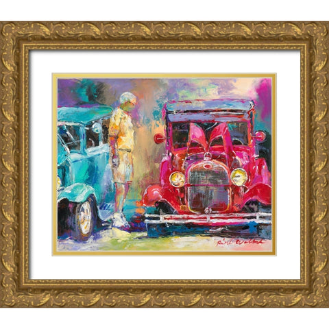 Old Cars Gold Ornate Wood Framed Art Print with Double Matting by Wallich, Richard