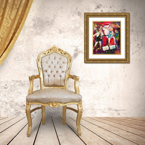 Santa and Bailey Gold Ornate Wood Framed Art Print with Double Matting by Wallich, Richard