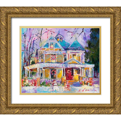 Christmas House Gold Ornate Wood Framed Art Print with Double Matting by Wallich, Richard