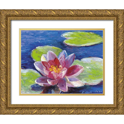 Lily Pad Flowers Gold Ornate Wood Framed Art Print with Double Matting by Wallich, Richard