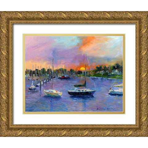 Wickford At Dusk Gold Ornate Wood Framed Art Print with Double Matting by Wallich, Richard