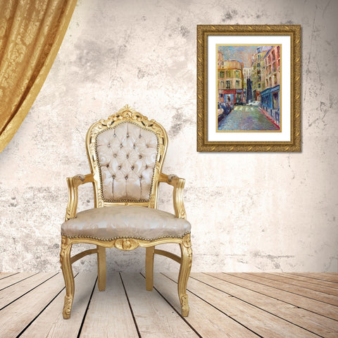 Paris Stairs Gold Ornate Wood Framed Art Print with Double Matting by Wallich, Richard