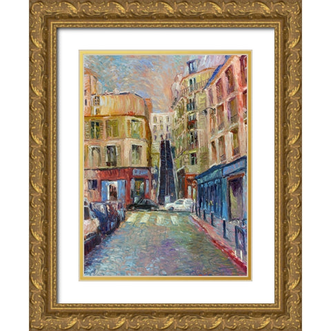 Paris Stairs Gold Ornate Wood Framed Art Print with Double Matting by Wallich, Richard