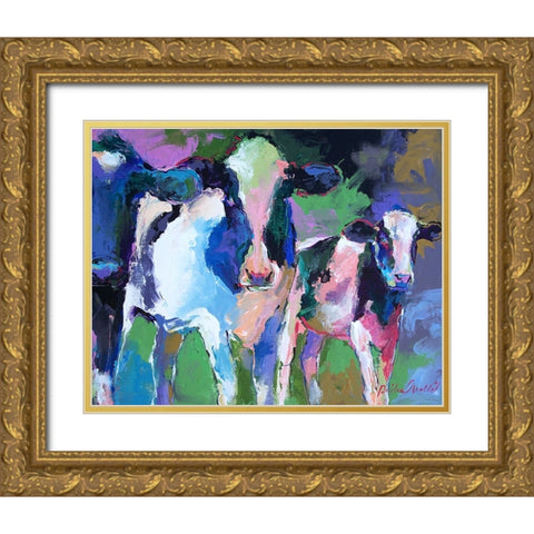 Art 3 Cows Gold Ornate Wood Framed Art Print with Double Matting by Wallich, Richard